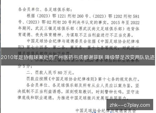 2010年足协假球案处罚广州医药与成都谢菲联 降级禁足改变两队轨迹 2010年足协假球案处罚广州医药与成都谢菲联 降级禁足改变两队轨迹
